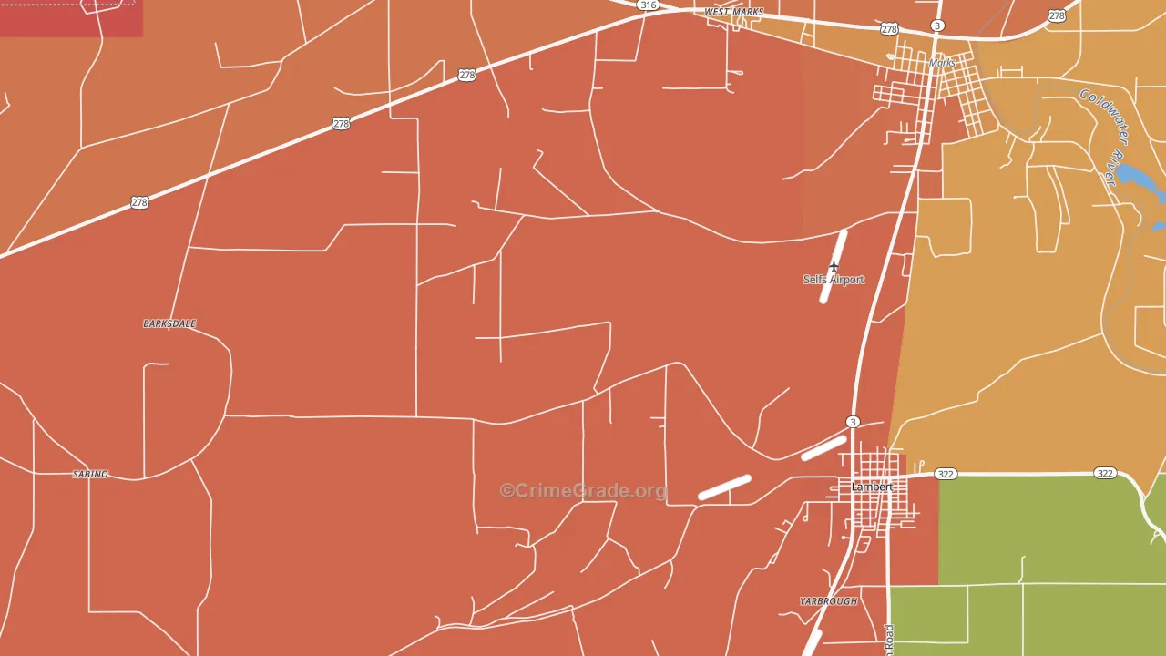 Belen, MS Map of Burglary Rates