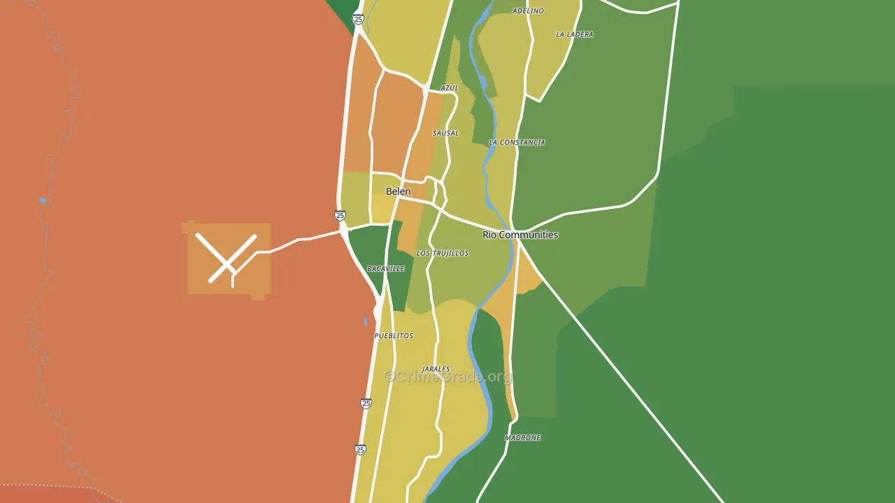 Belen, NM Map of Burglary Rates