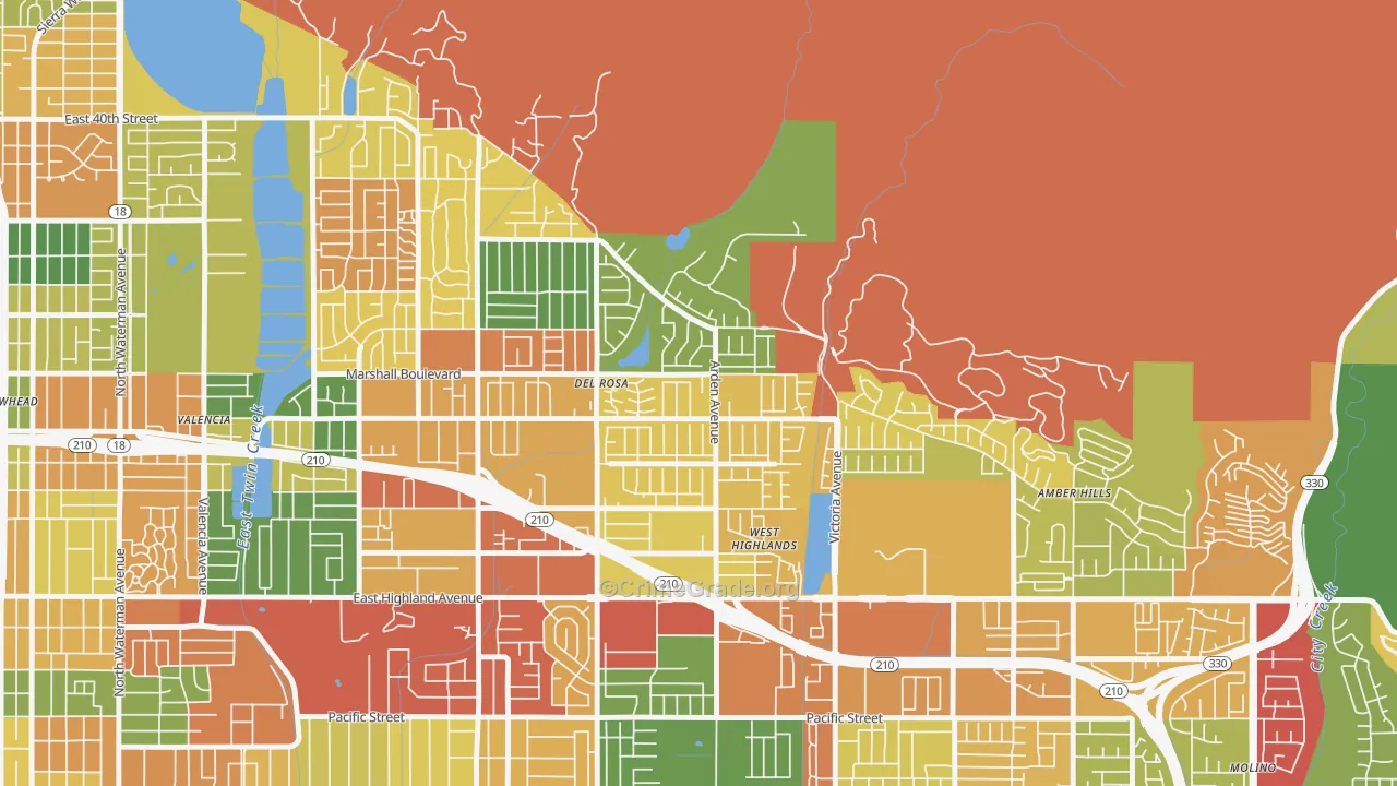 Belevedere, San Bernardino, CA Map of Burglary Rates