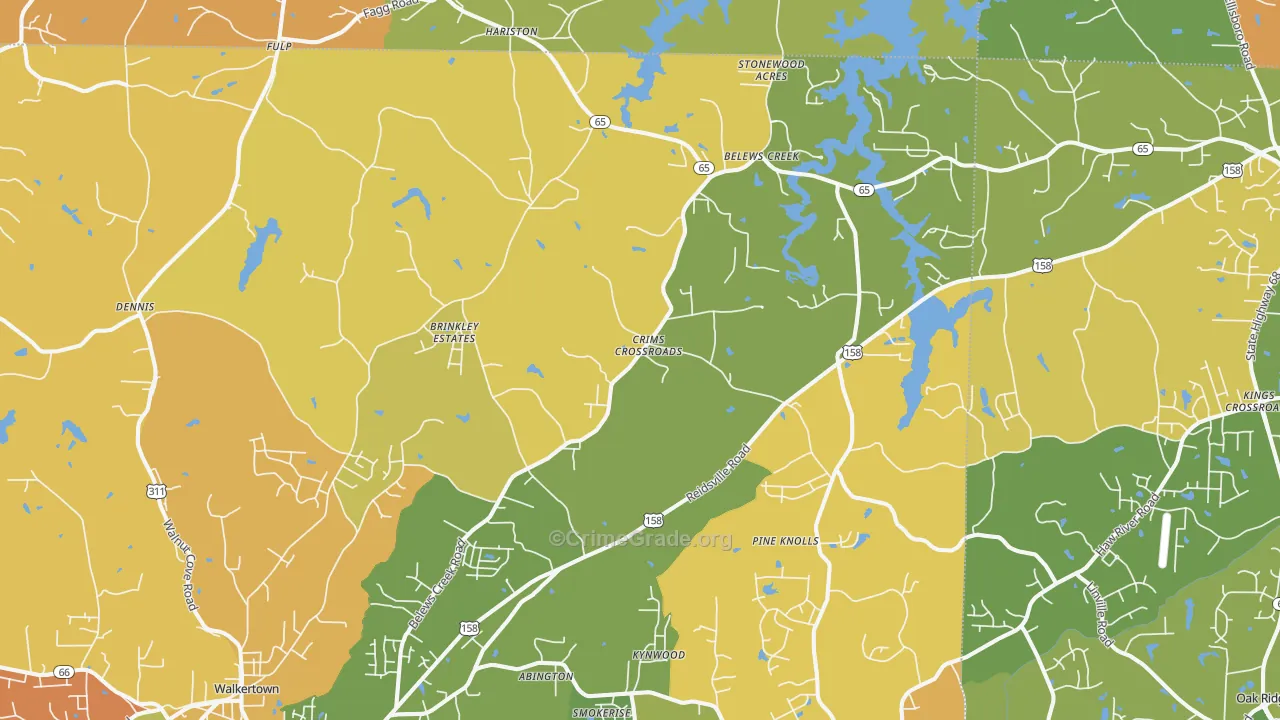 Belews Creek, NC Map of Burglary Rates