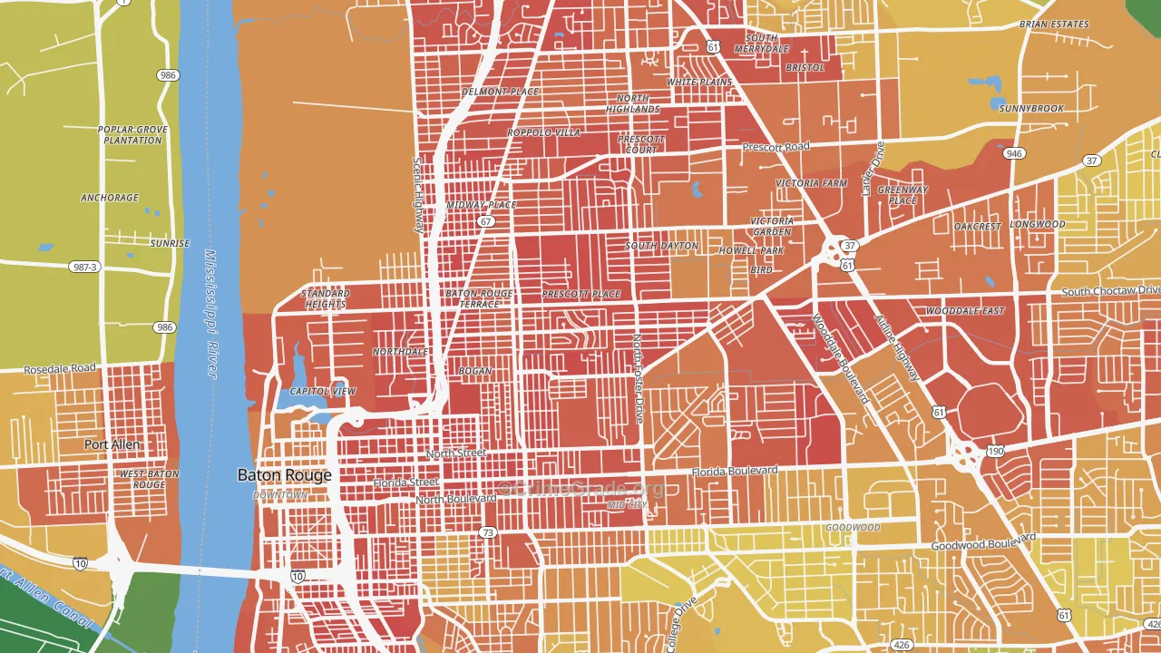 Belfair, Baton Rouge, LA Map of Burglary Rates