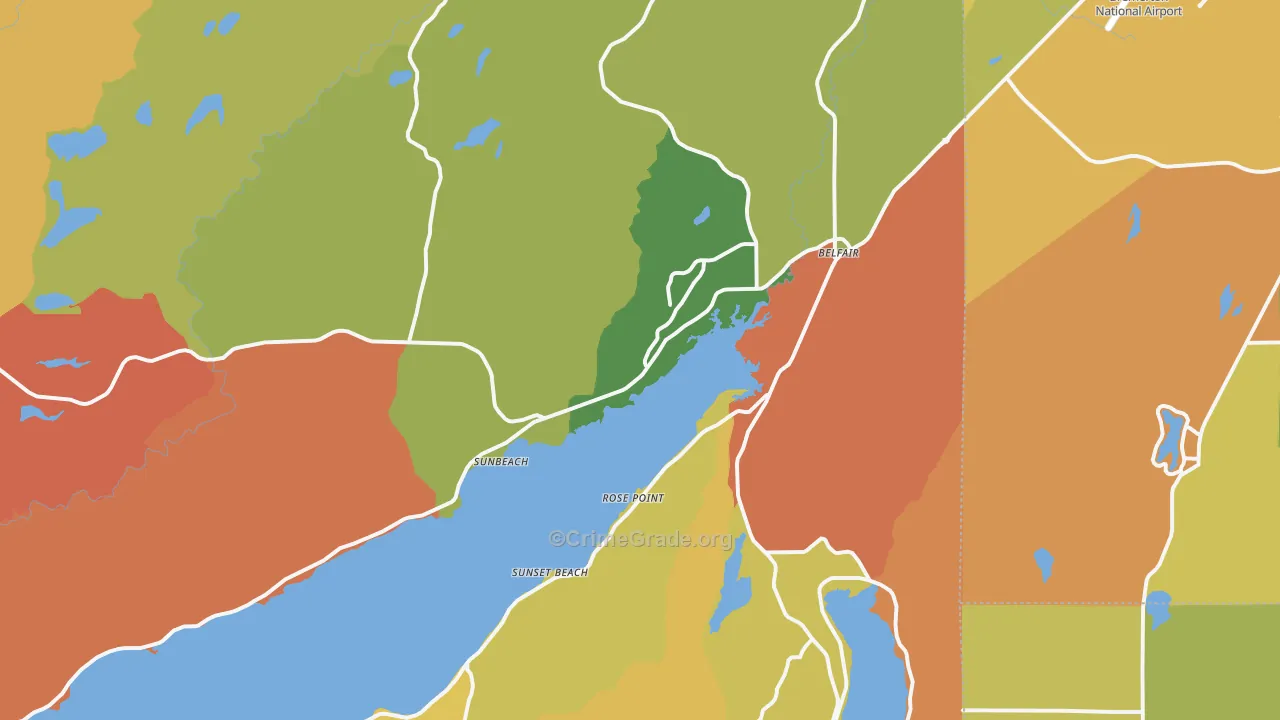 Belfair, WA Map of Burglary Rates