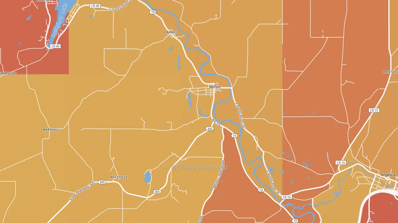Belfast, NY Map of Burglary Rates