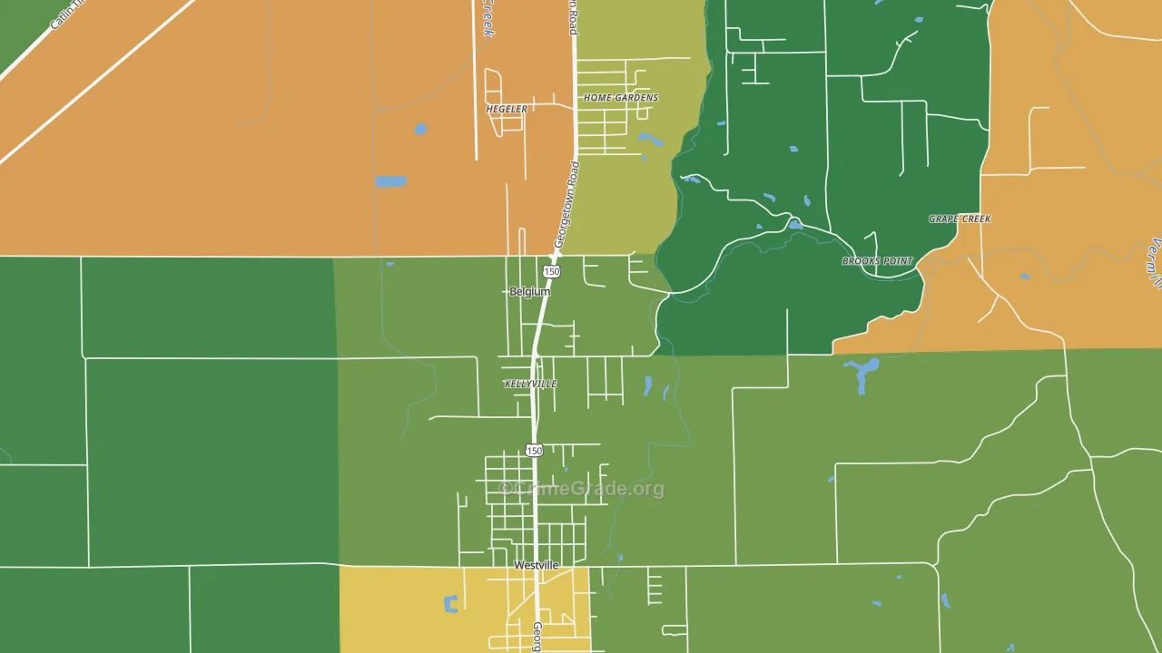 Belgium, IL Map of Burglary Rates