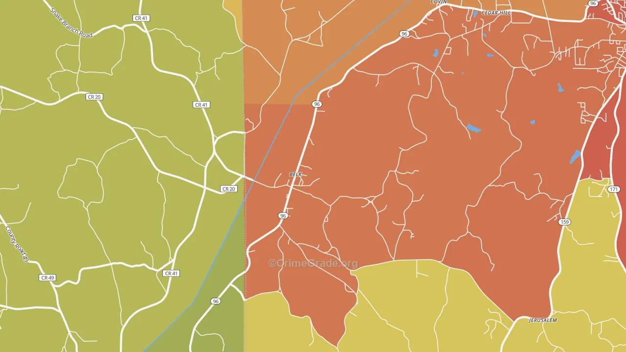 Belk, AL Map of Burglary Rates