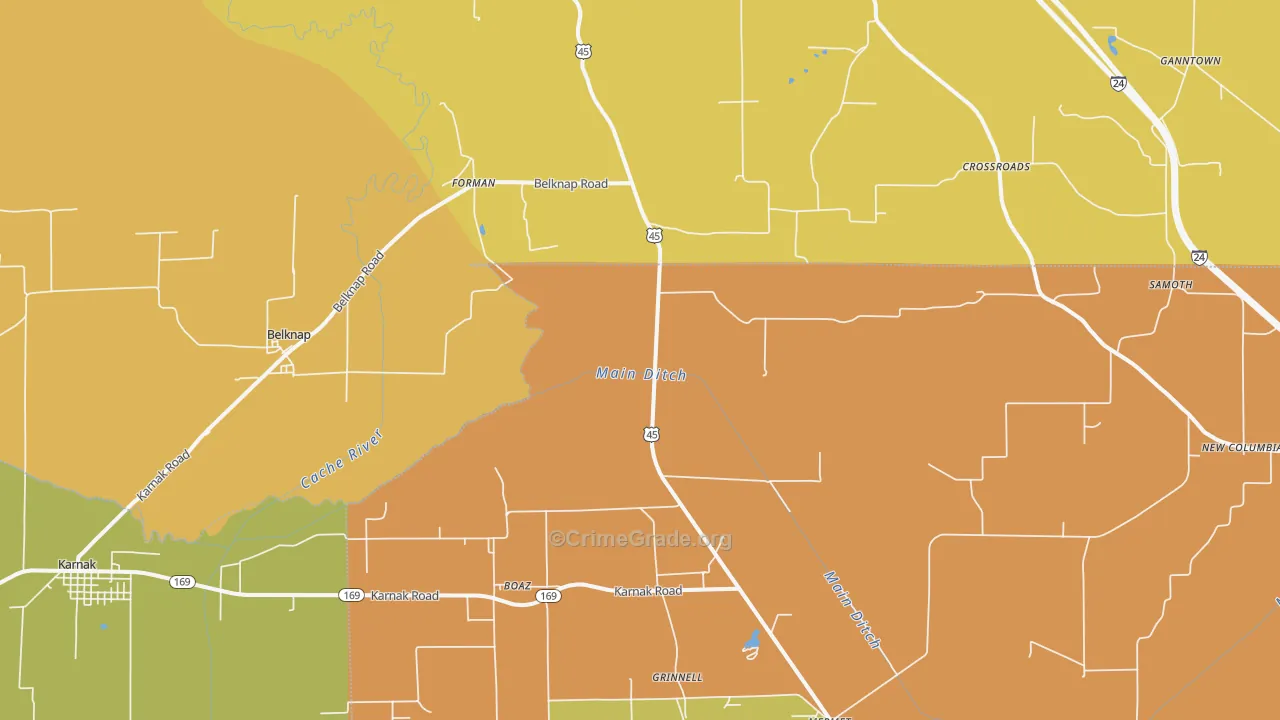 Belknap, IL Map of Burglary Rates