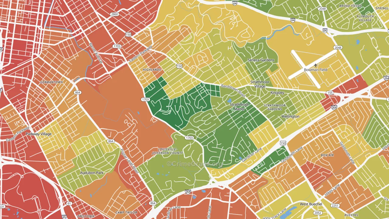 Belknap, Louisville, KY Map of Burglary Rates