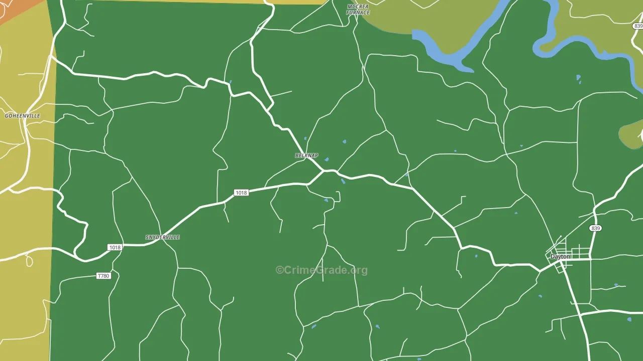 Belknap, PA Map of Burglary Rates