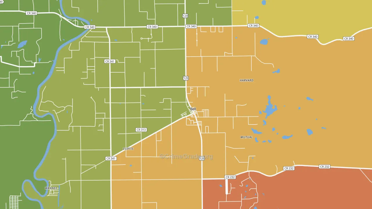 Bell, FL Map of Burglary Rates