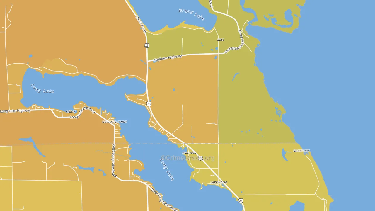 Bell, MI Map of Burglary Rates