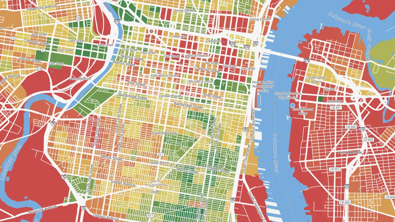 Bella Vista, Philadelphia, PA Map of Burglary Rates