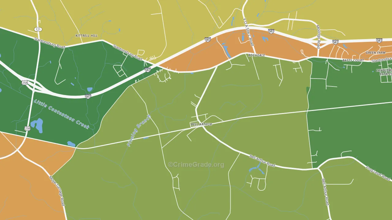 Bellarthur, NC Map of Burglary Rates
