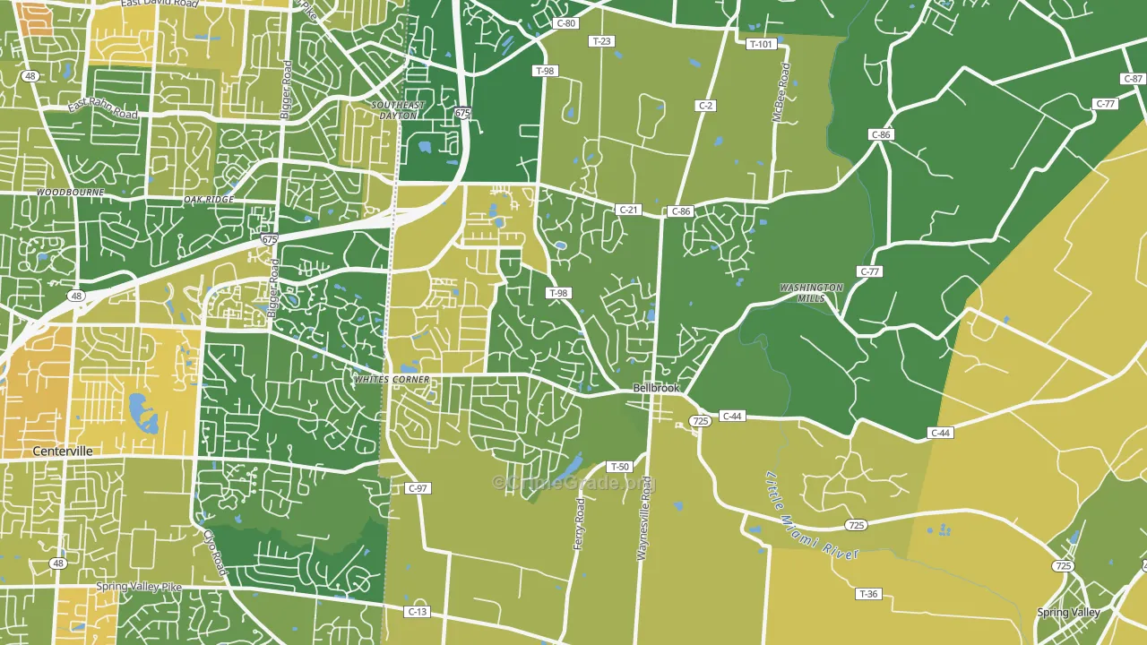 Bellbrook, OH Map of Burglary Rates