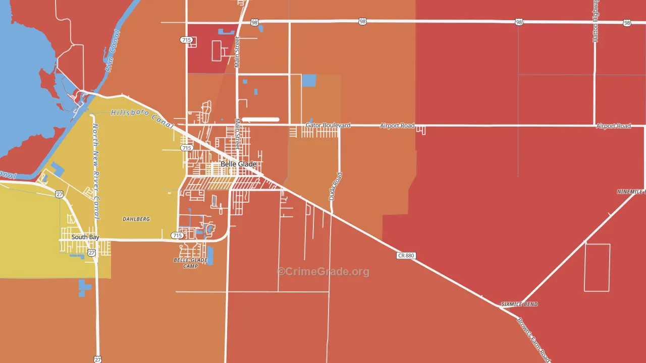 Belle Glade Camp, FL Map of Burglary Rates