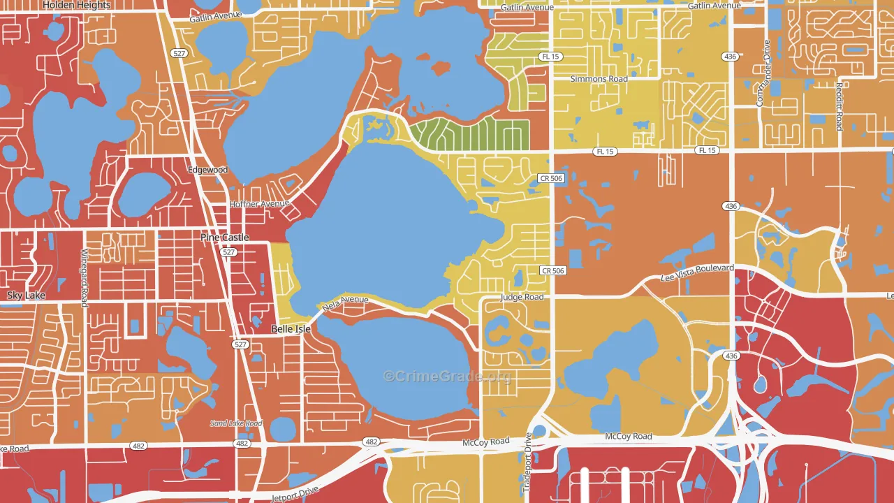 Belle Isle, FL Map of Burglary Rates