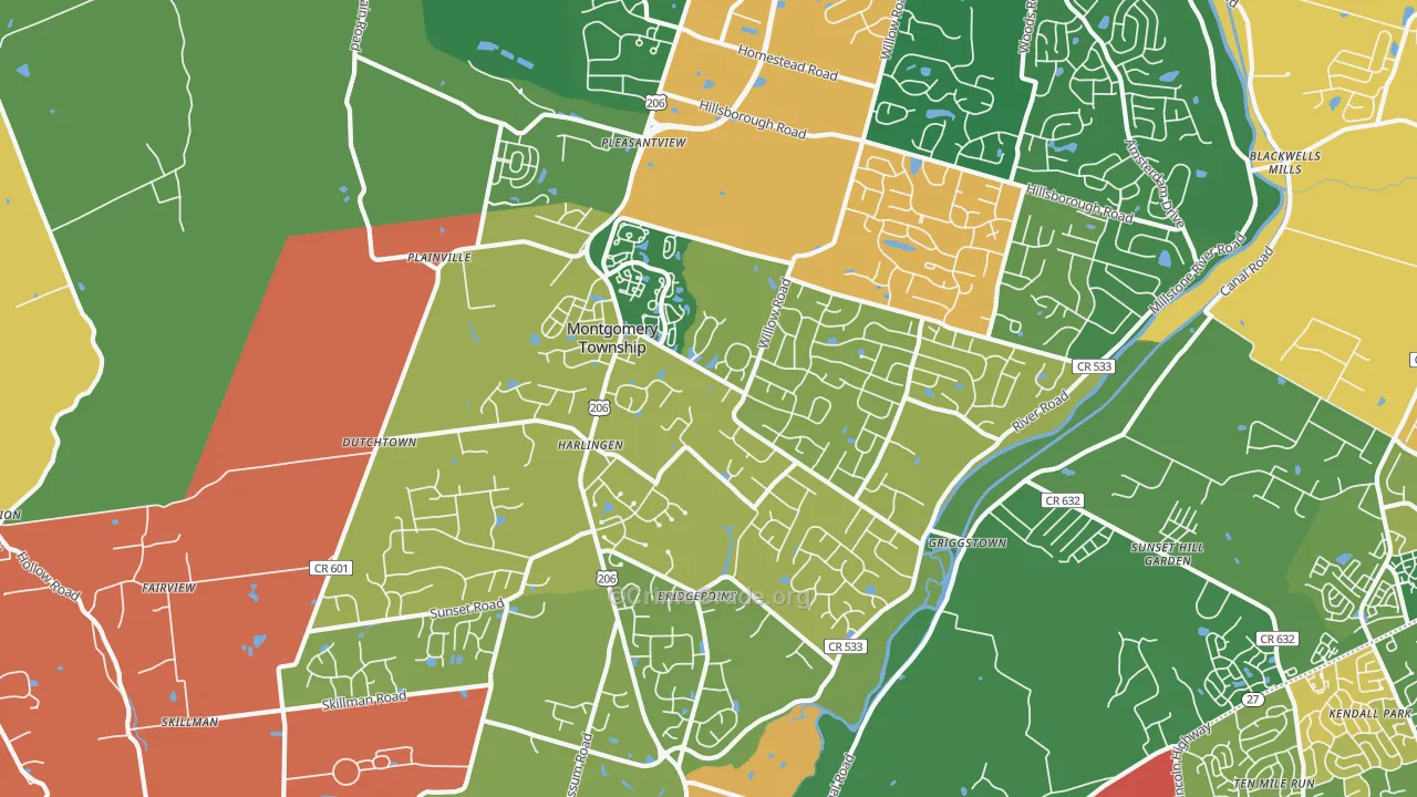 Belle Mead, NJ Map of Burglary Rates