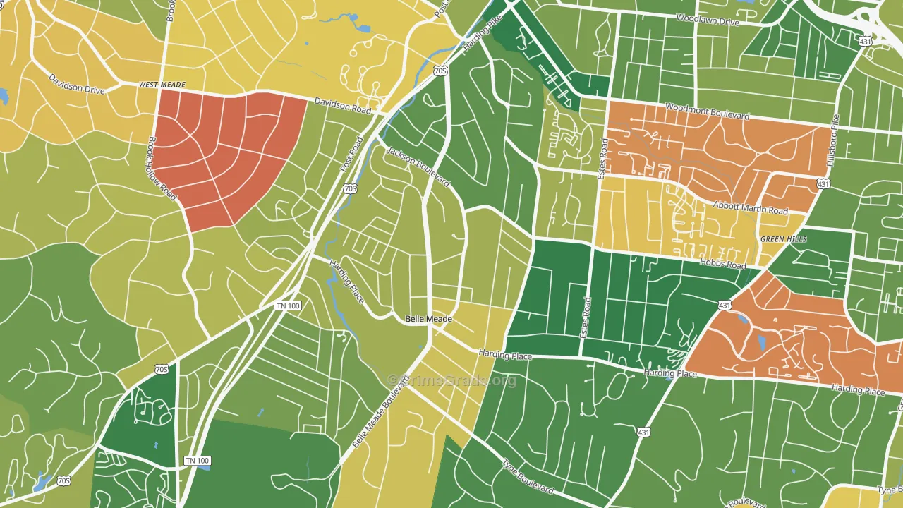 Belle Meade, TN Map of Burglary Rates