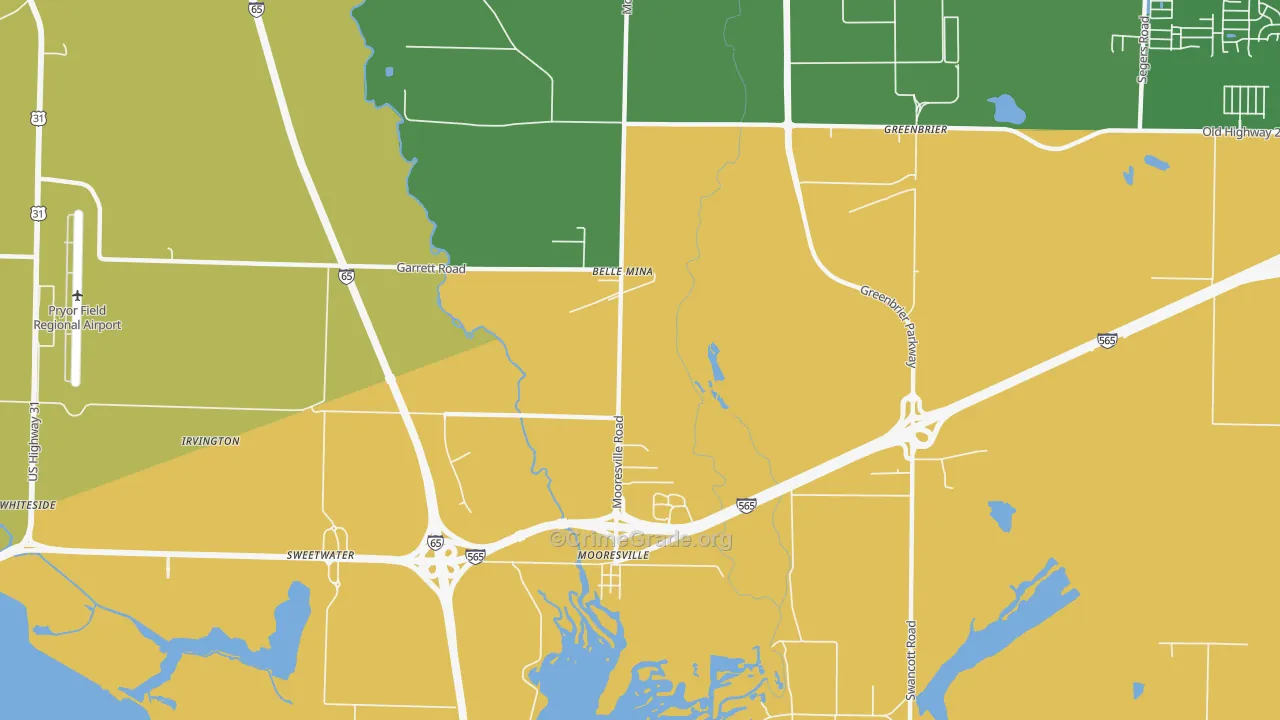 Belle Mina, AL Map of Burglary Rates