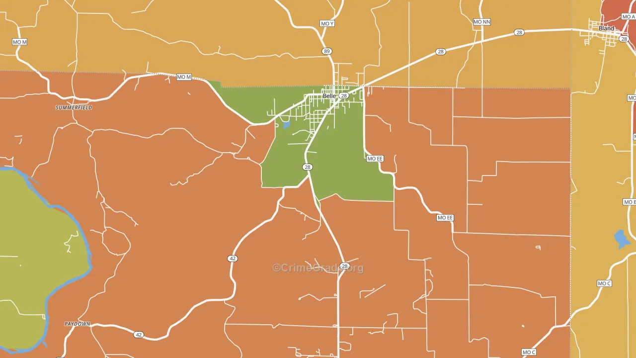 Belle, MO Map of Burglary Rates