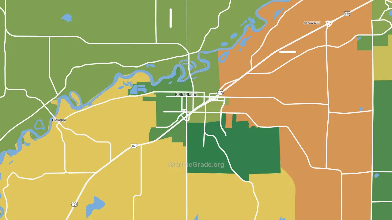 Belle Plaine, MN Map of Burglary Rates