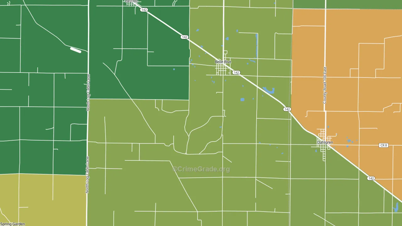 Belle Rive, IL Map of Burglary Rates