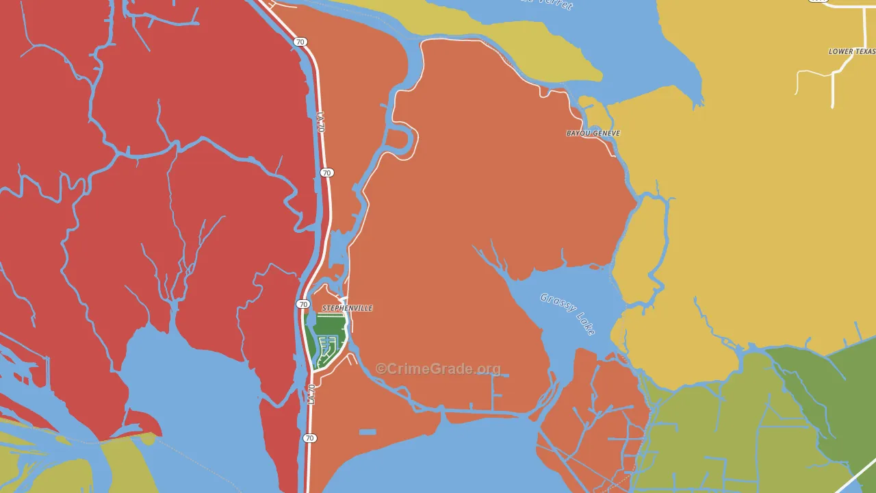 Belle River, LA Map of Burglary Rates