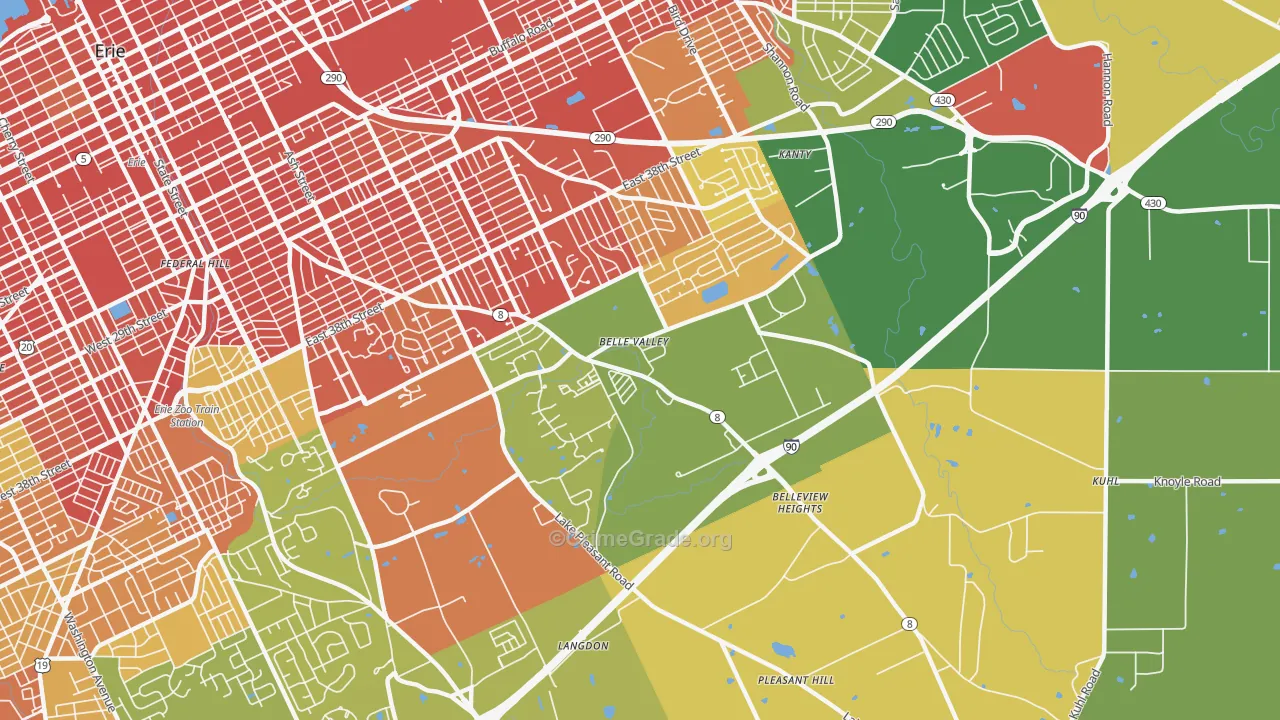 Belle Valley, Erie, PA Map of Burglary Rates