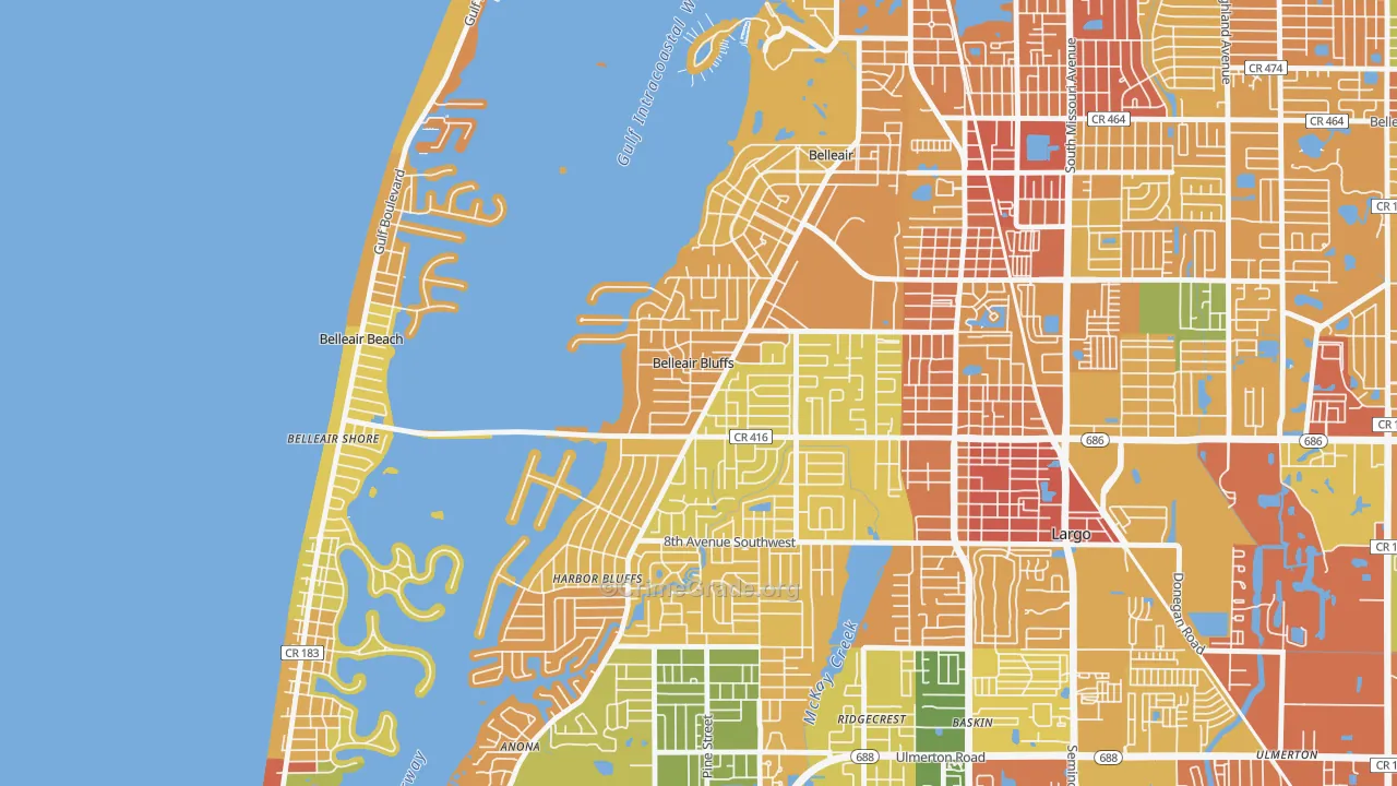Belleair Bluffs, FL Map of Burglary Rates