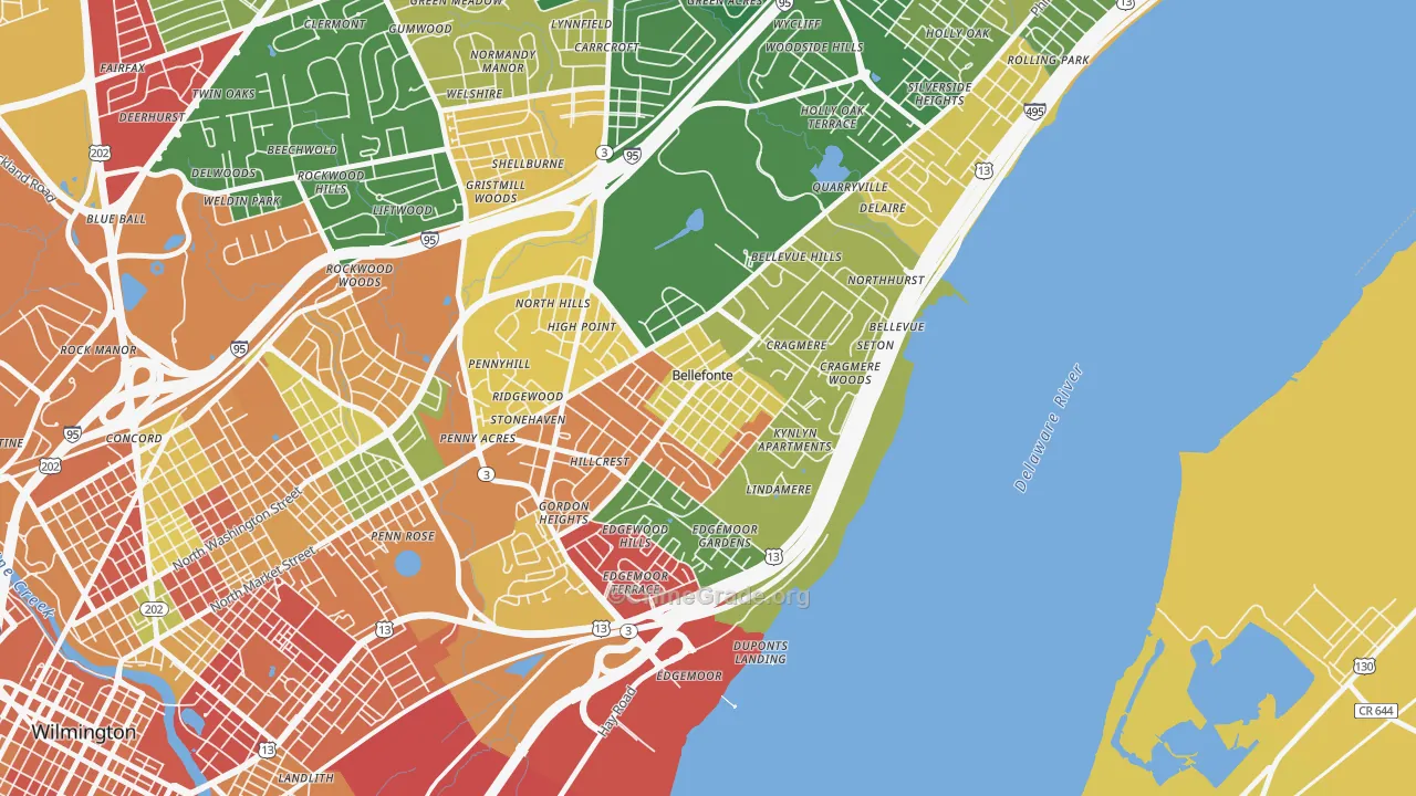 Bellefonte, DE Map of Burglary Rates