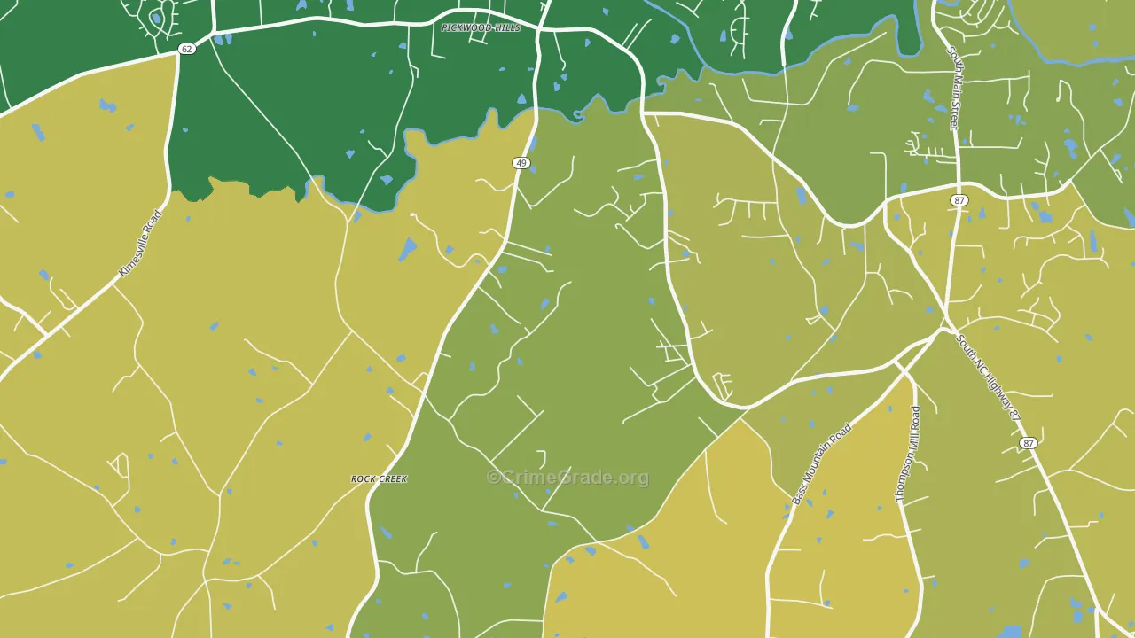 Bellemont, NC Map of Burglary Rates