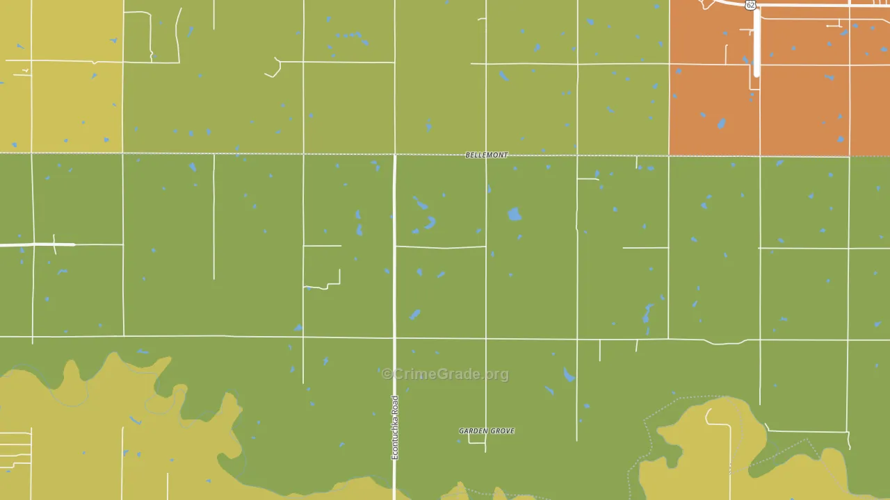Bellemont, OK Map of Burglary Rates