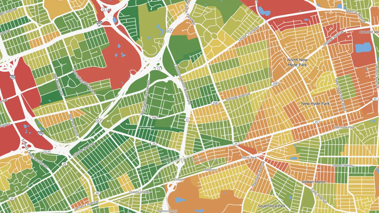 Bellerose, Queens, NY Map of Burglary Rates