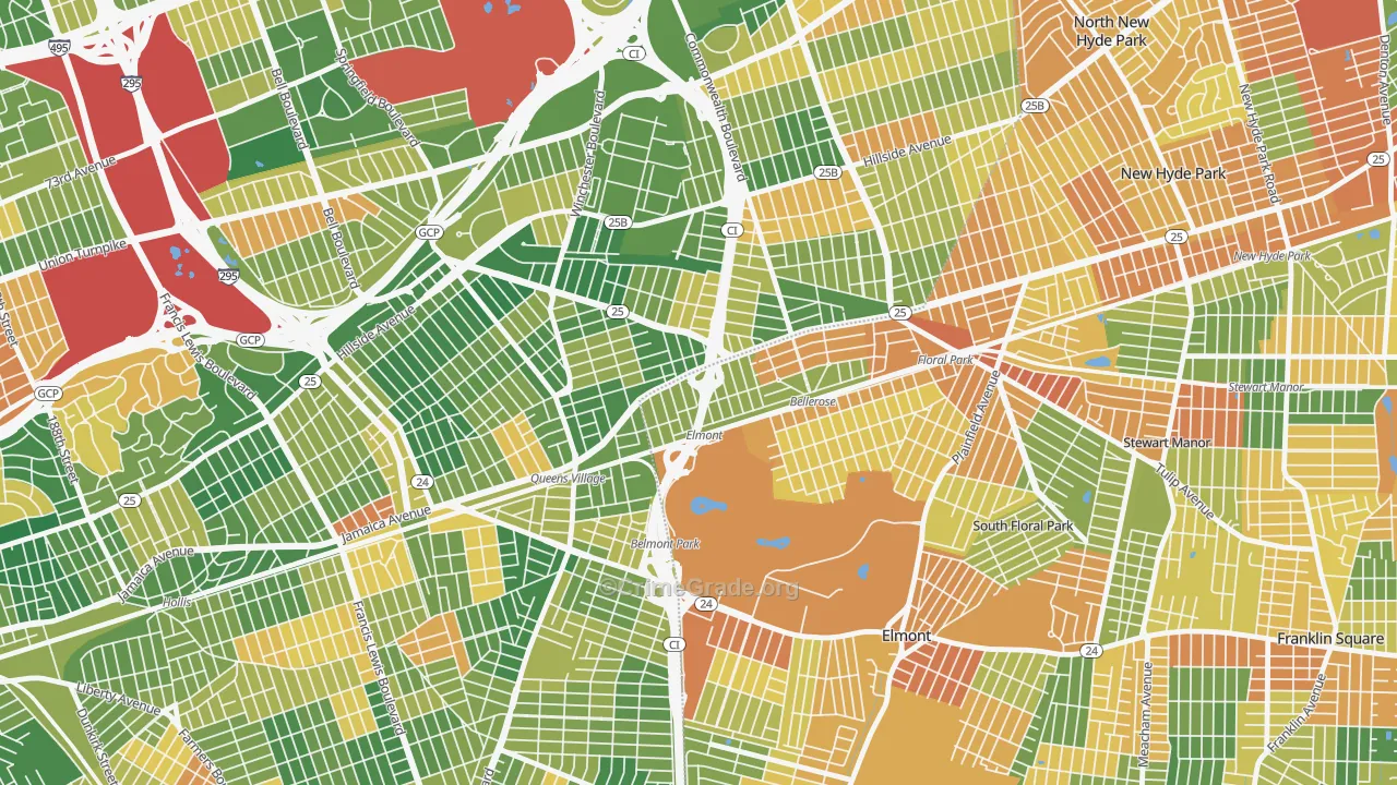 Bellerose Terrace, NY Map of Burglary Rates