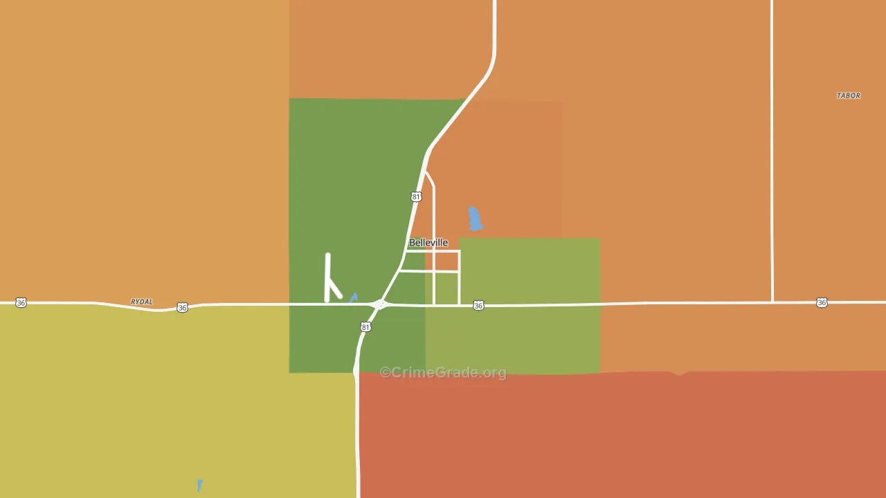 Belleville, KS Map of Burglary Rates