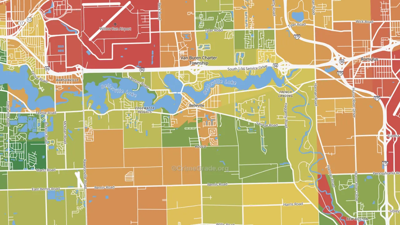 Belleville, MI Map of Burglary Rates
