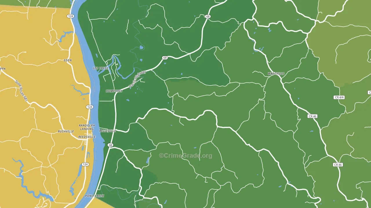 Belleville, WV Map of Burglary Rates