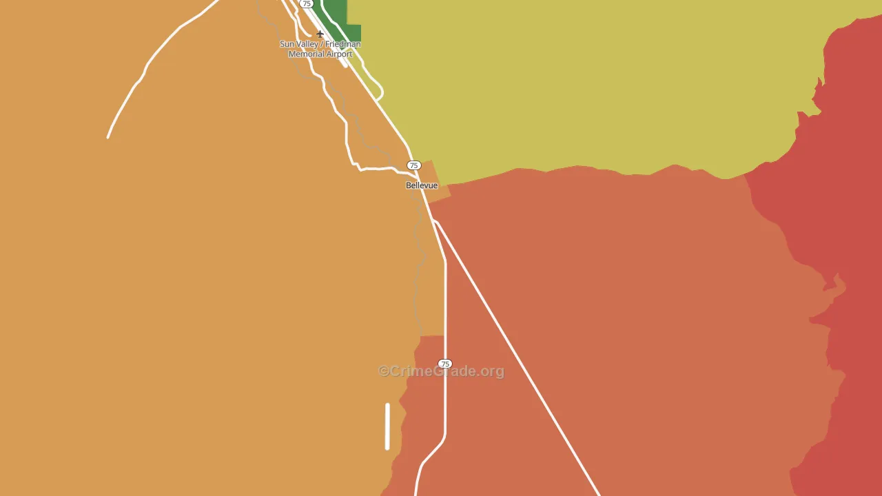 Bellevue, ID Map of Burglary Rates