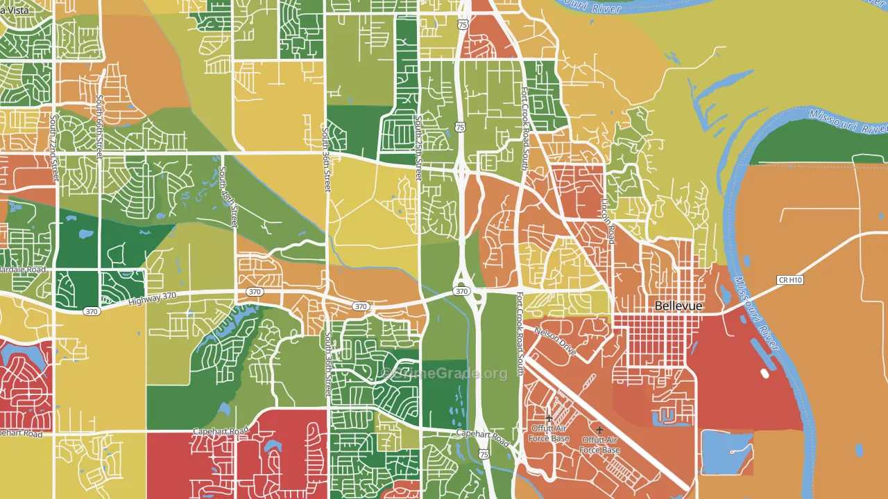 Bellevue, NE Map of Burglary Rates