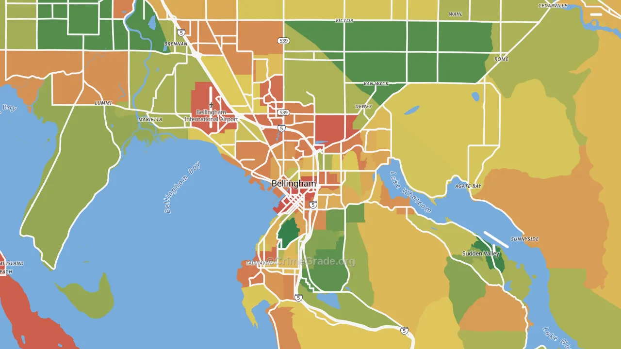 Bellingham, WA Map of Burglary Rates