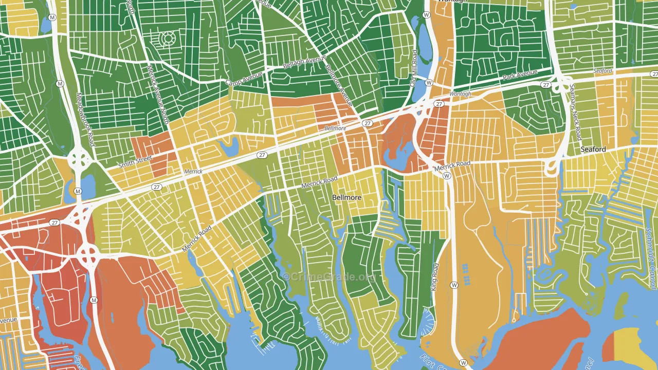 Bellmore, NY Map of Burglary Rates