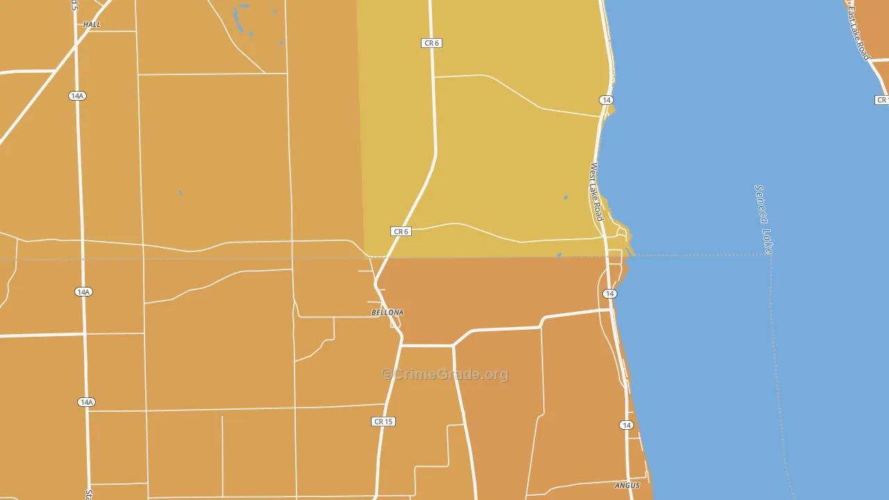 Bellona, NY Map of Burglary Rates