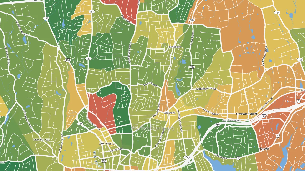 Belltown, Stamford, CT Map of Burglary Rates