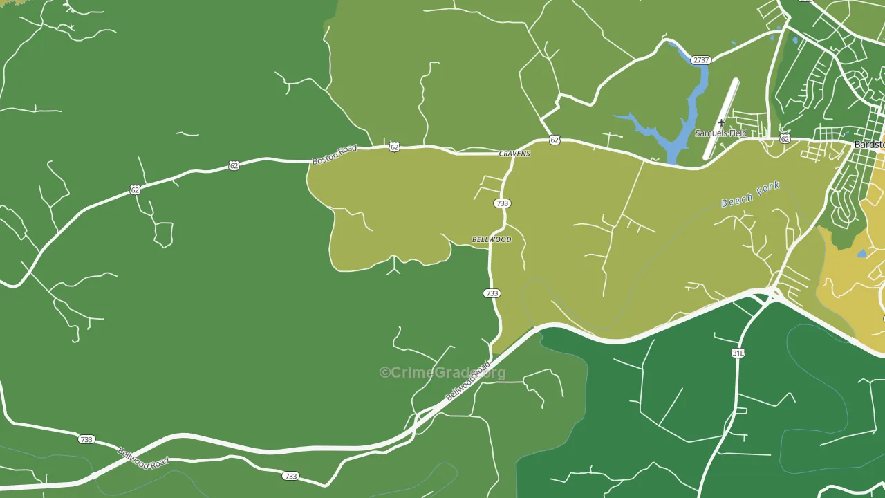 Bellwood, KY Map of Burglary Rates