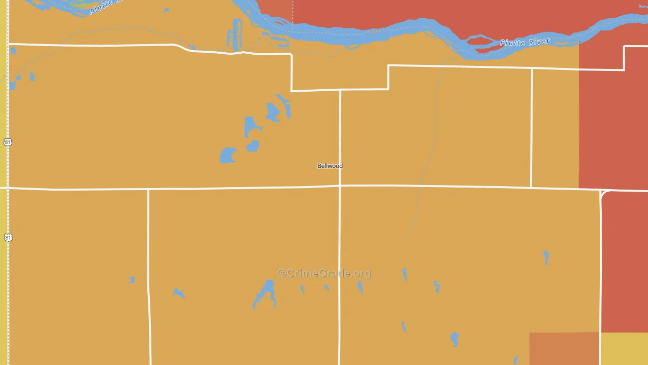 Bellwood, NE Map of Burglary Rates