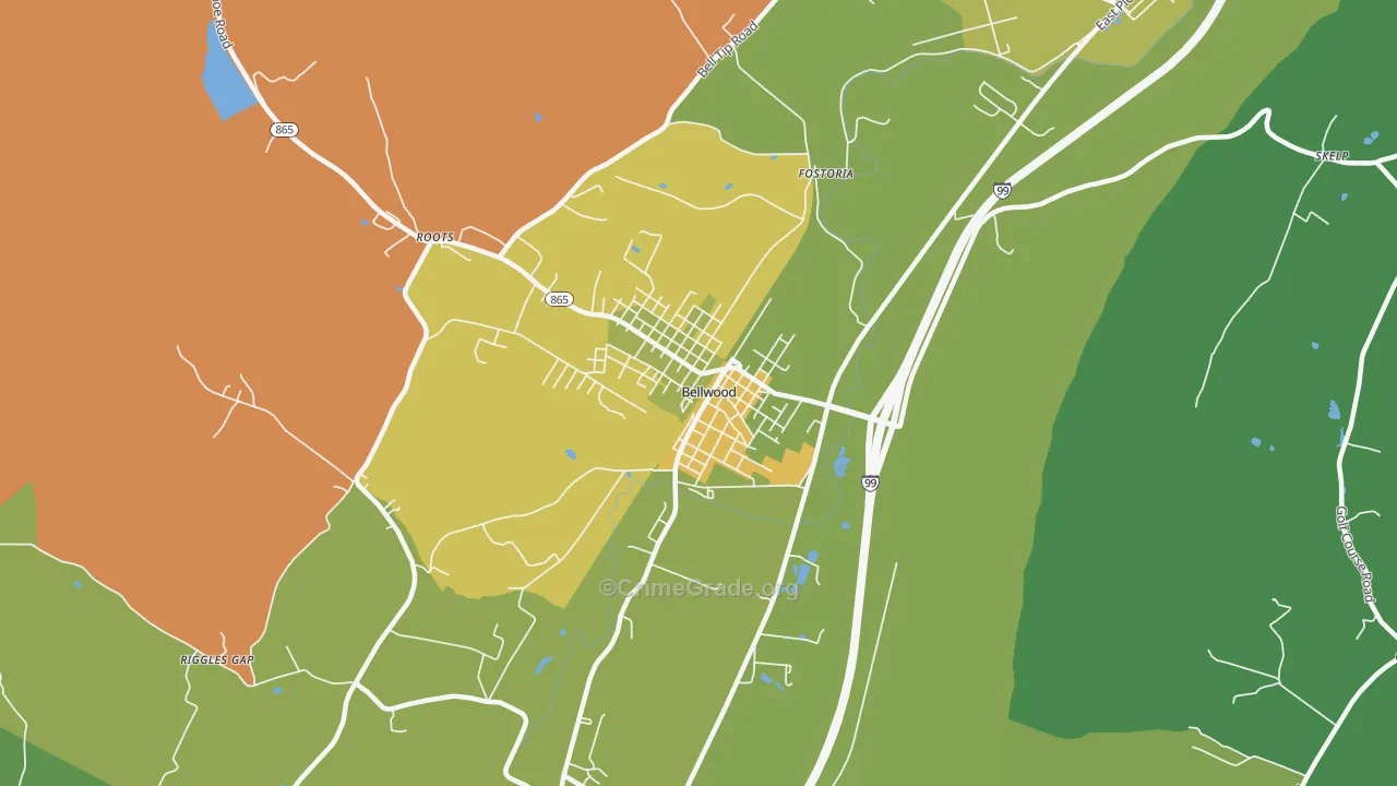 Bellwood, PA Map of Burglary Rates