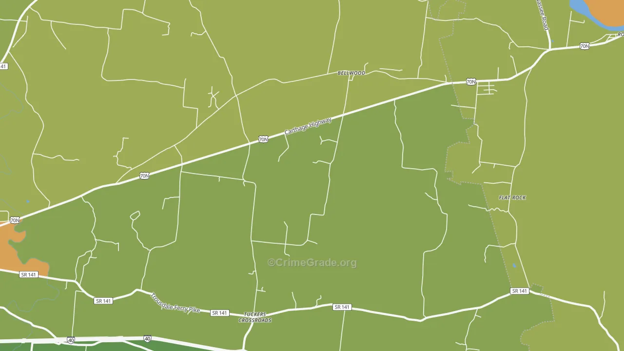 Bellwood, TN Map of Burglary Rates