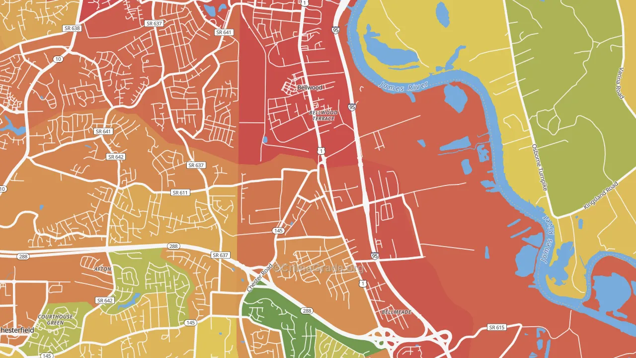 Bellwood, VA Map of Burglary Rates