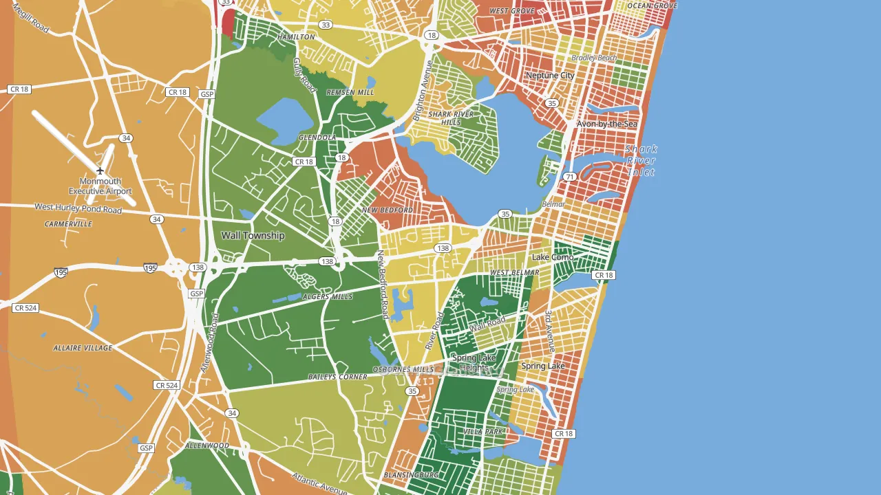 Belmar, NJ Map of Burglary Rates