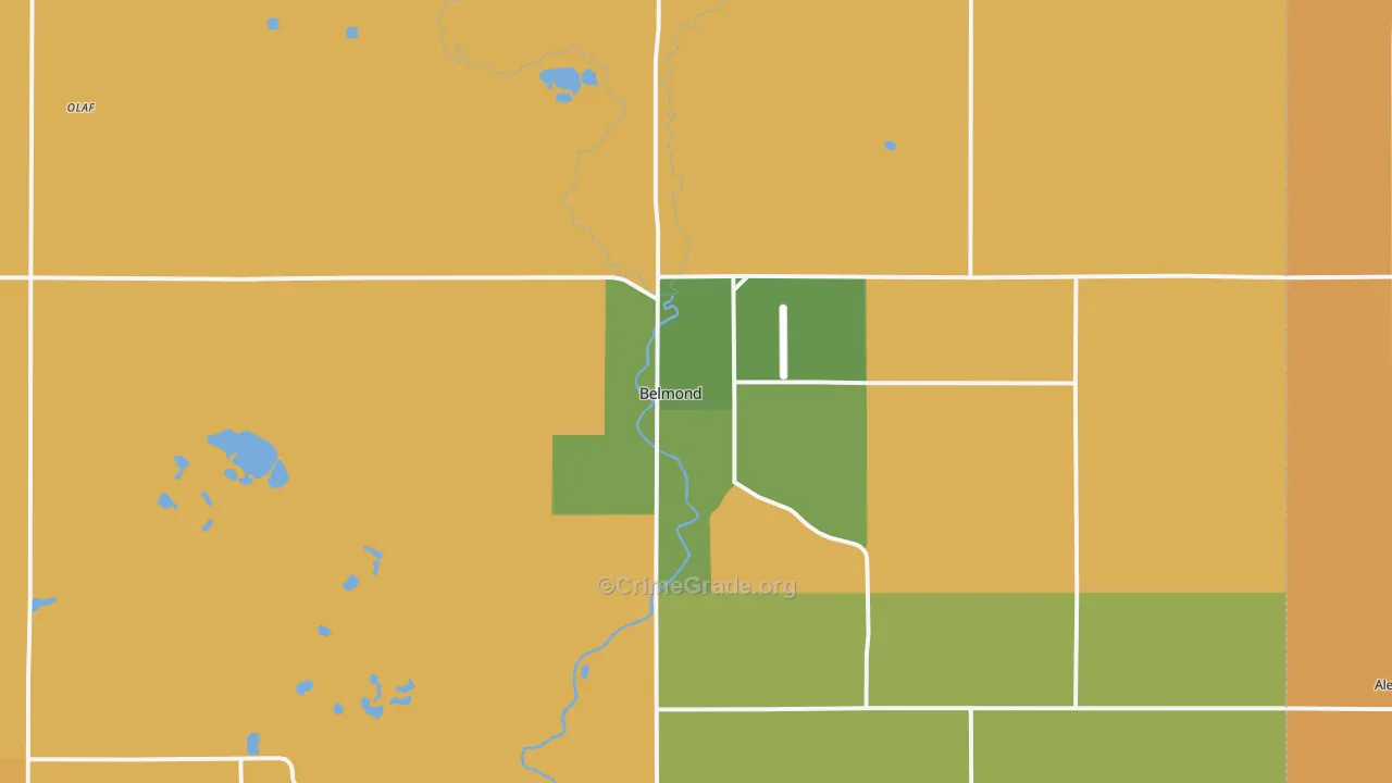 Belmond, IA Map of Burglary Rates