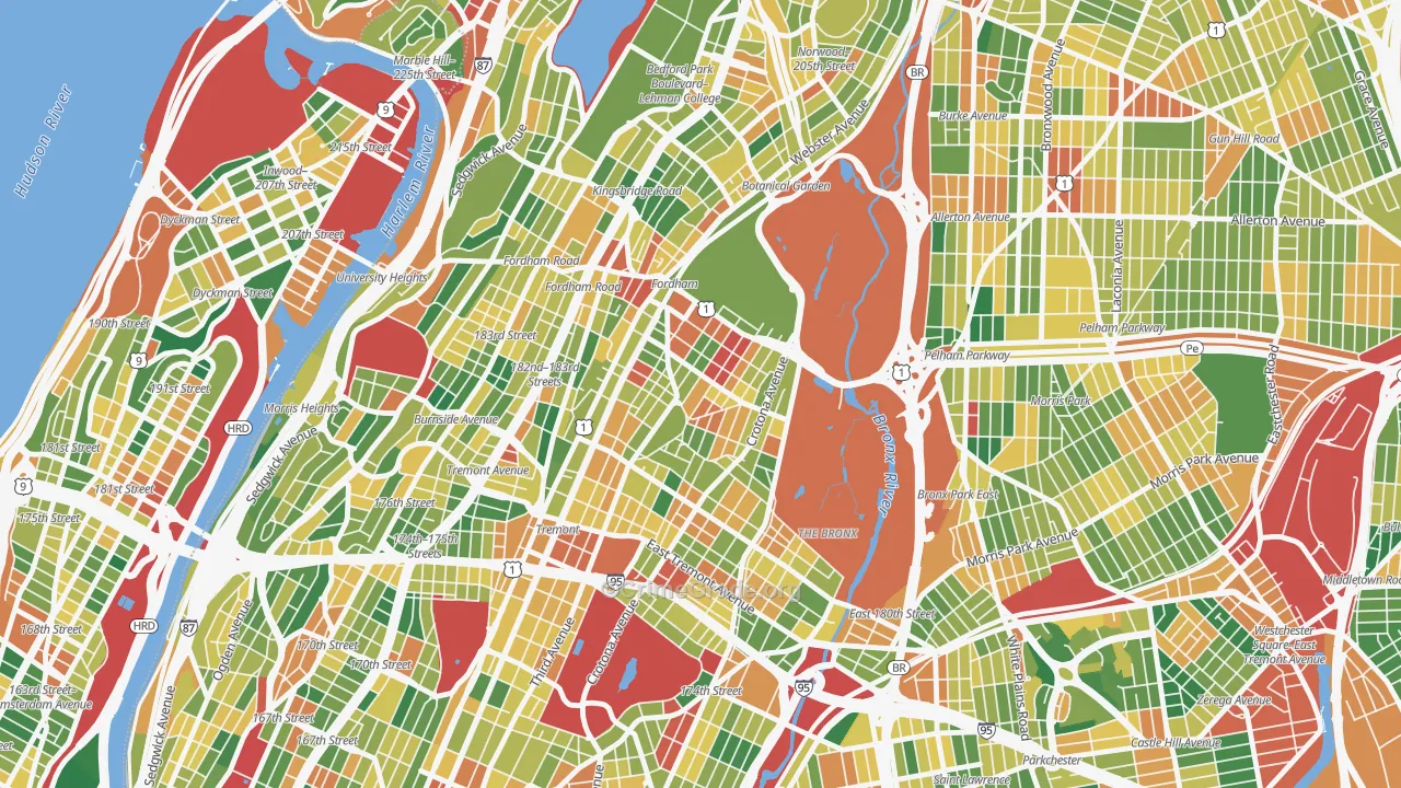 Belmont, Bronx, NY Map of Burglary Rates